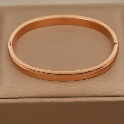 Klassisches, schlichtes Edelstahlarmband mit glattem Bettelarmband für Damen