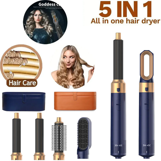 2024 novo 5-em-1 secador de cabelo conjunto pente quente profissional curling ferro alisador de cabelo