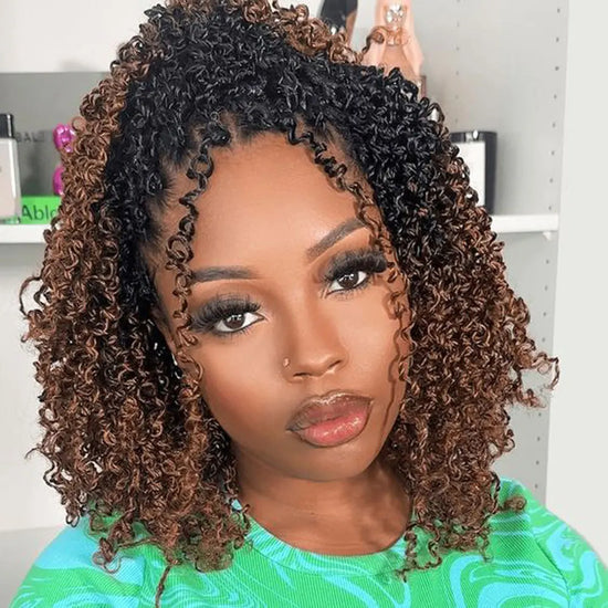 8 "Yanky Torção Crochê Cabelo Pré-Looped Ombre Marrom Cabelo de Crochê Sintético com Extremidades Encaracoladas Yank Twist Crochet