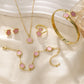 conjunto de 5pcs de joia  pulseira de flor da moda + colar + brincos + pulseira + anel