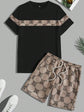 Conjunto masculino retro moda letras impressas em torno do pescoço