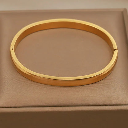 Klassisches, schlichtes Edelstahlarmband mit glattem Bettelarmband für Damen