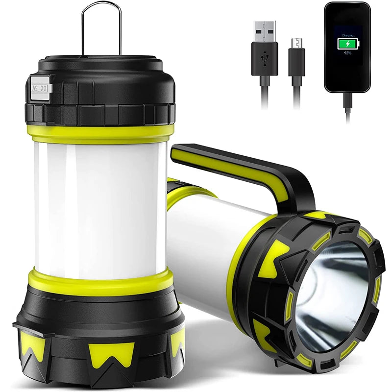 Lâmpada De Acampamento LED, Lanterna Recarregável USB