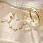 conjunto de 5pcs de joia  pulseira de flor da moda + colar + brincos + pulseira + anel