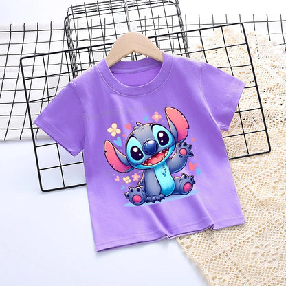 Camisa de manga curta estilo Stitch para meninas! 💕👧🧵
