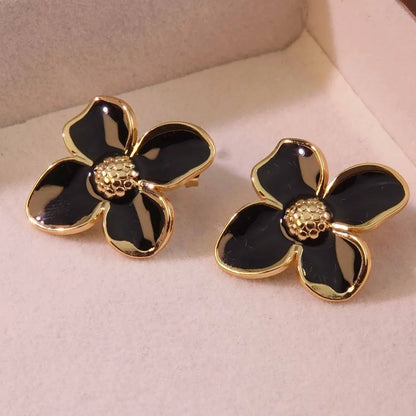 2 pçs flor brincos femininos de aço inoxidável