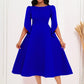 Vestido feminino elegante cor sólida em torno do pescoço