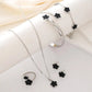 conjunto de 5pcs de joia  pulseira de flor da moda + colar + brincos + pulseira + anel
