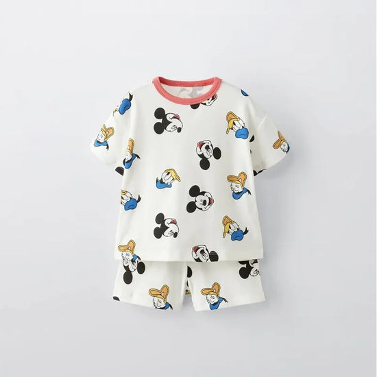 Conjunto de duas peças para  Criança, Mickey Cartoon T-shirt e Calções