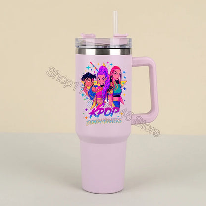 Novo k pop demon hunters garrafas de água kawaii dos desenhos animados