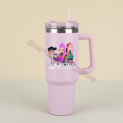 Novo k pop demon hunters garrafas de água kawaii dos desenhos animados