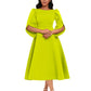 Vestido feminino elegante cor sólida em torno do pescoço