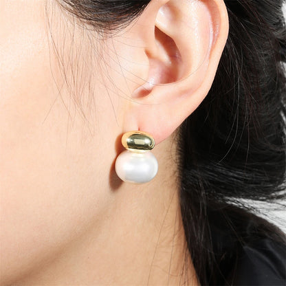 Moda Oval Imitação de Pérola Brincos