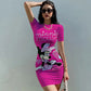 Disney Minnie Mickey Mouse Schleifendruck Elegantes schlichtes Damenkleid