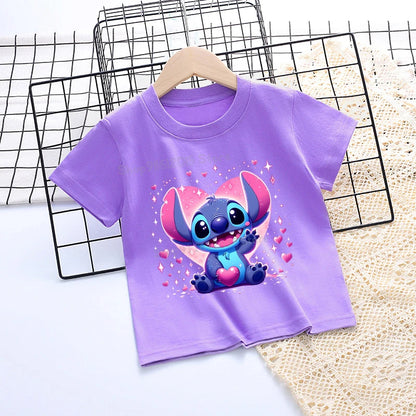 Camisa de manga curta estilo Stitch para meninas! 💕👧🧵