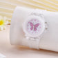 Conjunto Luminoso  de Relógio Borboleta Padrão Silicone  e  Bracelete
