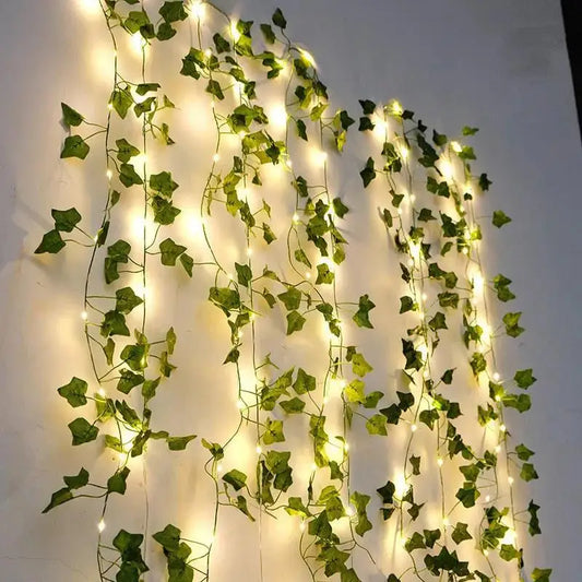 Luzes de folha verde para decoração