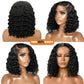 Peruca de renda frontal com ondas profundas, sem cola, cabelo humano 100%