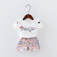 Roupas de Meninas , Bebé Floral Impresso Manga Curta Strapless T-shirt + calças 2pcs