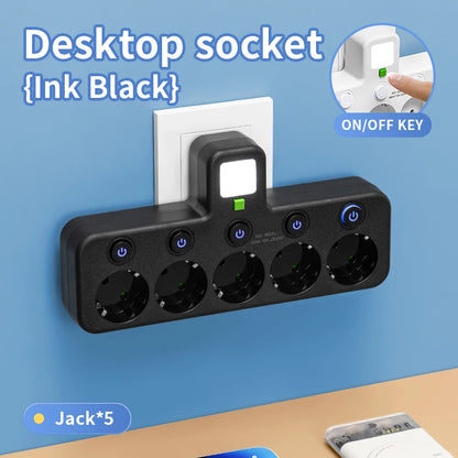 Tomada de tomada da UE 4 soquetes Soquete elétrico sem cabo de extensão com ou sem ele Portas USB Tipo C