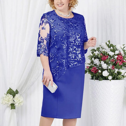 Pailletten Stickerei Spitze Plus Größe Kleider für Frauen Elegant
