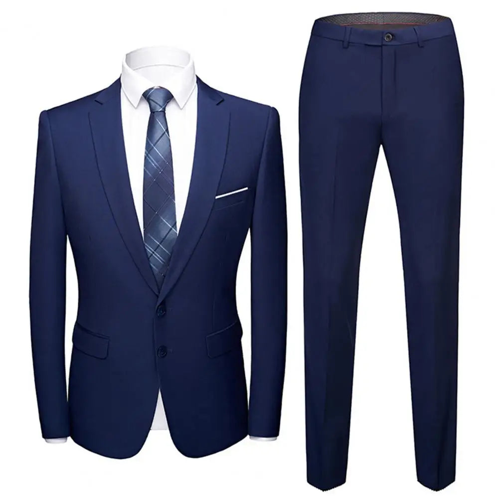 Terno formal slim fit masculino, conjunto de calças e blazer monocromático