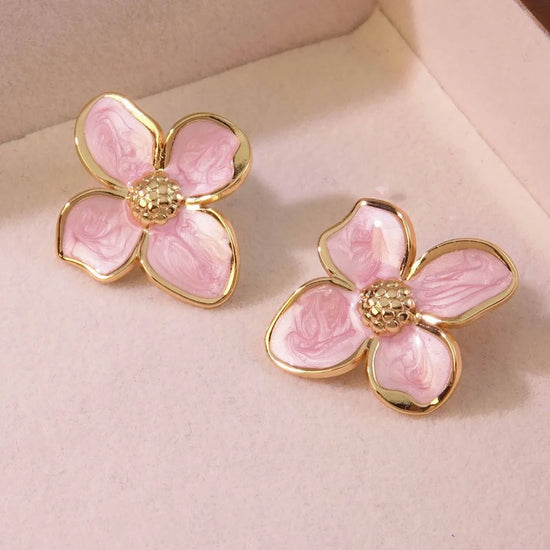 2 pçs flor brincos femininos de aço inoxidável