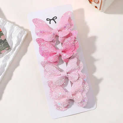 2/4/5Pcs Meninas Lantejoulas Bonitas Dupla Borboleta