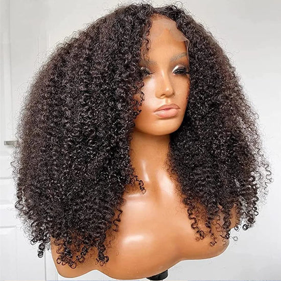 13x4 kinky  perucas encaracolado  de  cabelo humano  com  laço frontal  transparente