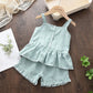 Conjuntos de roupas de meninas roupas florais Chiffon Halter + calções bordados