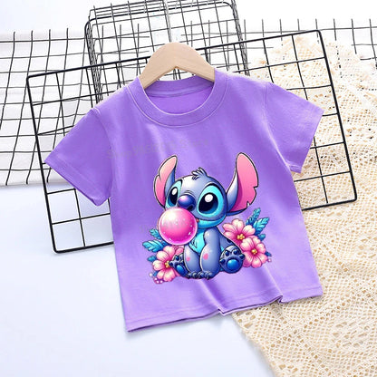 Camisa de manga curta estilo Stitch para meninas! 💕👧🧵