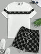 Conjunto masculino retro moda letras impressas em torno do pescoço