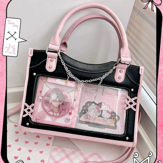 Y2K Cute Ita Bag Girl Transparent Messenger Bag Women&