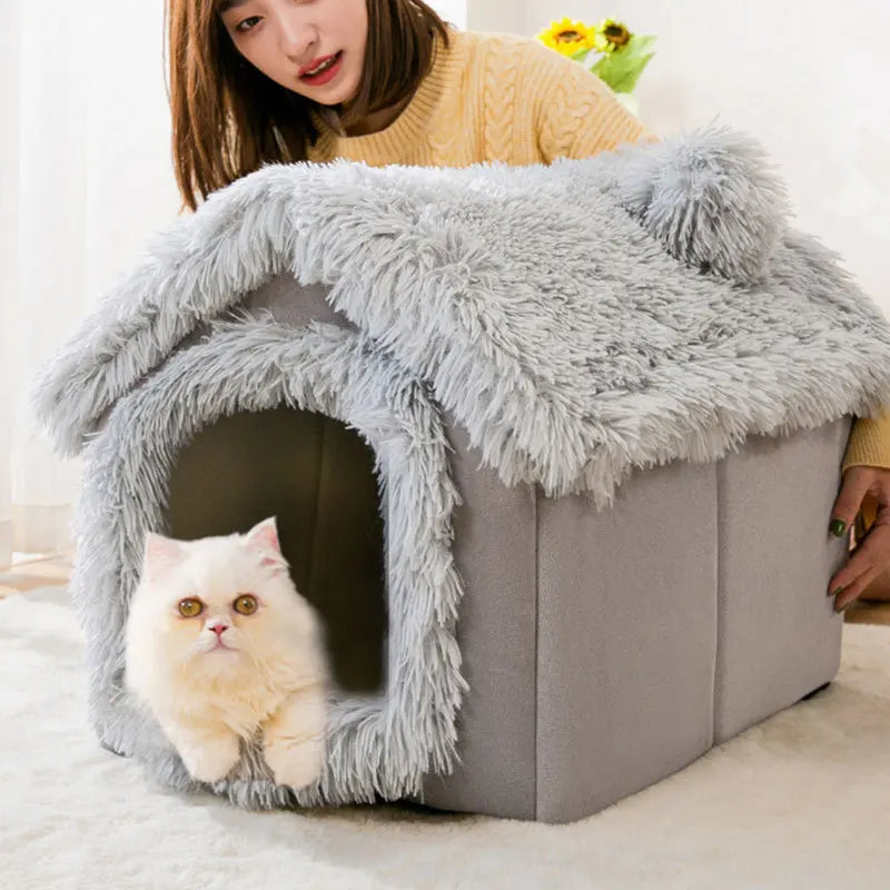 Casinha para  animais de estimação casa inverno pelúcia