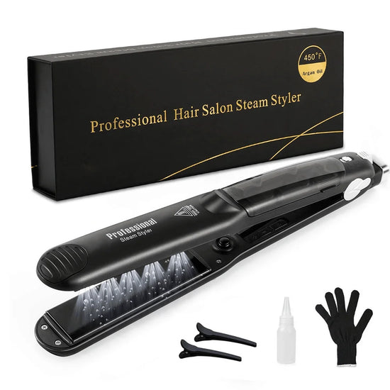 Alisador de cabelo a vapor  450 ℉   Ferramentas de cuidados capilares para tratamento com  óleo de argan de calor rápido