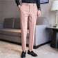 Herren Anzughose Herbst Rosa Blau Slim Fit Business Formal