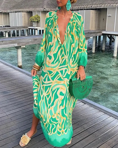 Sexy Langarmkleid mit V-Ausschnitt