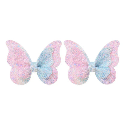 2/4/5Pcs Meninas Lantejoulas Bonitas Dupla Borboleta