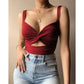 Damen V-Ausschnitt Twist Knot