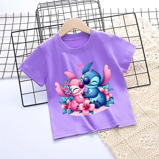 Camisa de manga curta estilo Stitch para meninas! 💕👧🧵