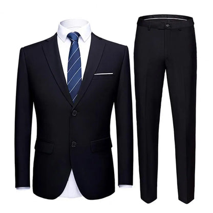 Formeller Slim Fit-Anzug für Herren, einfarbiges Blazer- und Hosenset