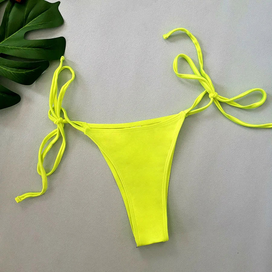 Conjuntos sexy de biquínis  de cetim amarelo verde retalhos 3 pçs