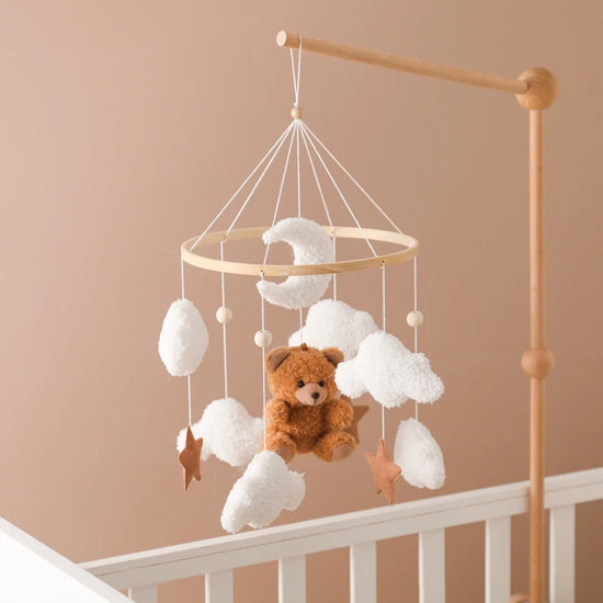 Berço de madeira, Cama de bebé móvel Sino Ratozinho Brinquedo ica recém-nascida