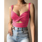 Damen V-Ausschnitt Twist Knot