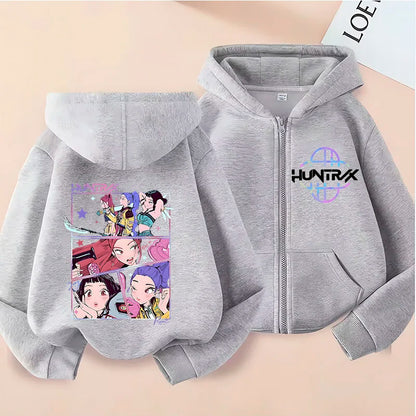 Engraçado zip up sweatshirts kpop demon hunters hoodie