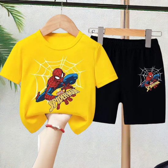 Conjunto  infantis do Homem-Aranha, tendência verão, shorts e camiseta de manga curta 🕷️🕸️🔥
